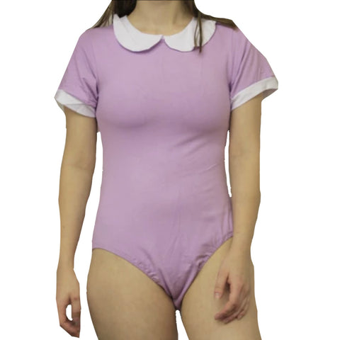 Purple & White Cotton Collared Bodysuit second image