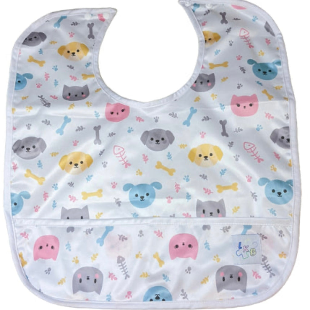 Kitty & Puppy Water Proof Bib with Pocket