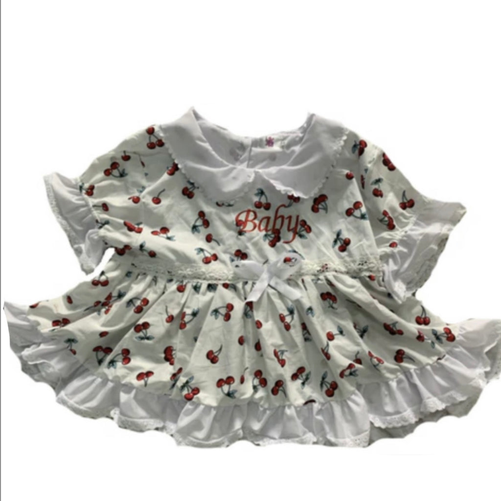 Cherry Embroidered Baby Doll Dress