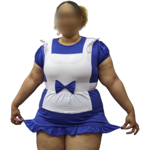 Lil Blue & White Princess Romper Dress second image