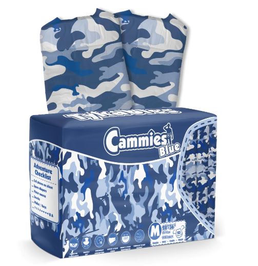 Tykables Cammies Blue ABDL Adult Diaper Full 10 Pack