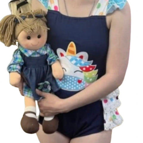 Polka-Dot Unicorn Ruffle Romper second image