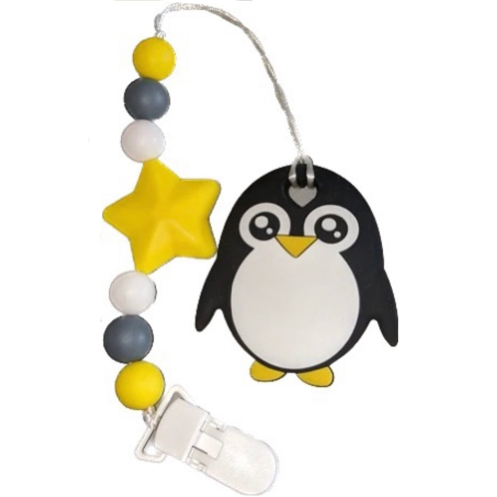 Penguin VARIETY Silicone Teether Chewing Toy Pacifier Clip