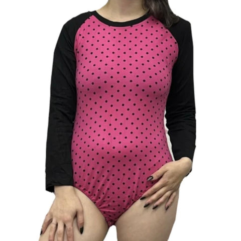 Black & Pink Polka Dots Cotton Bodysuit second image
