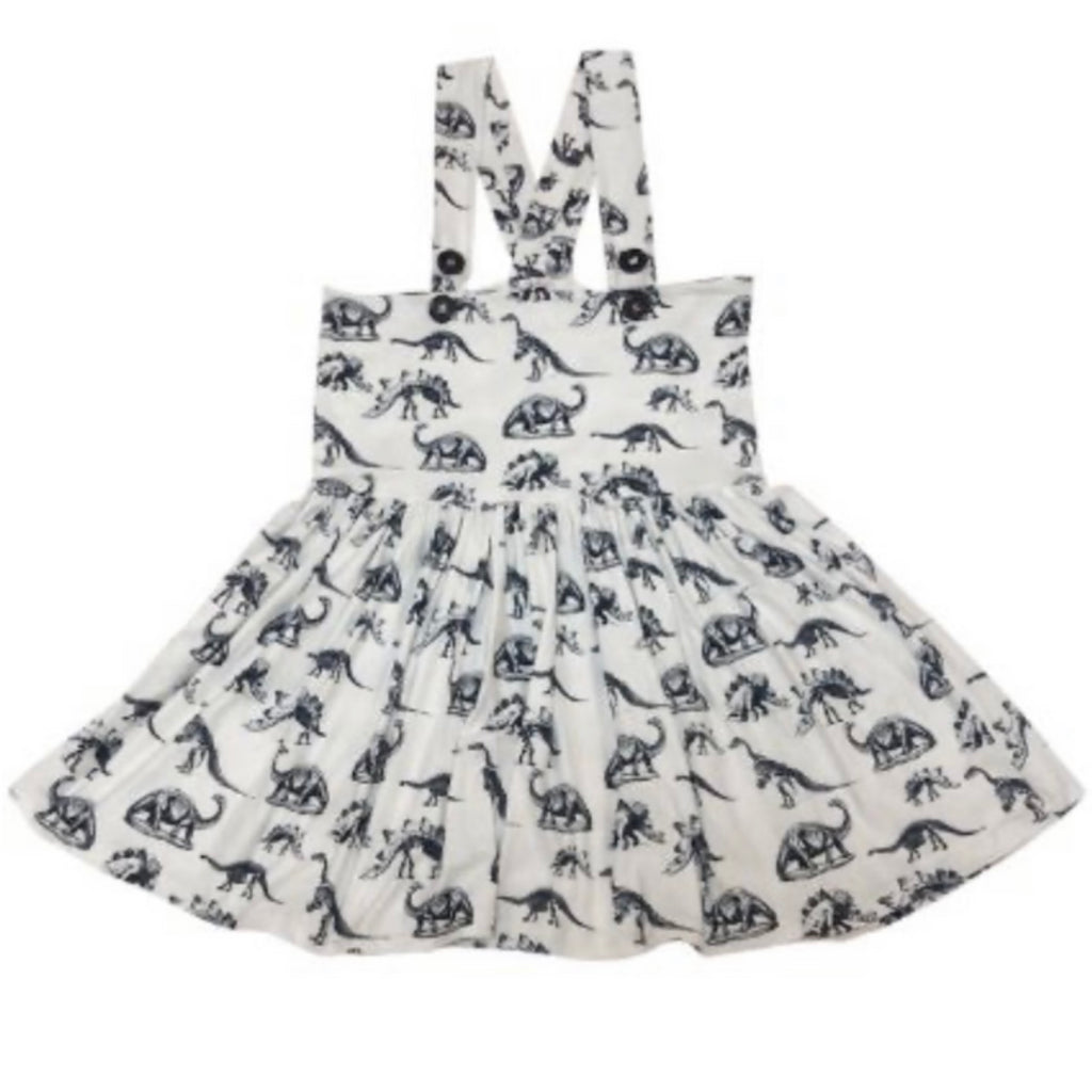 Black & White Dinosaurs Suspender Skirt Dress
