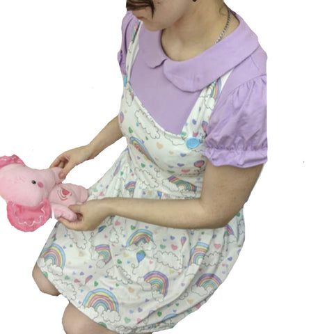 Pastel Dreamland Rainbows Suspender Skirt Dress second image