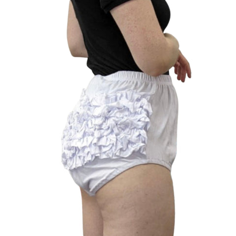 White Cotton Ruffles Bloomer Shorts second image