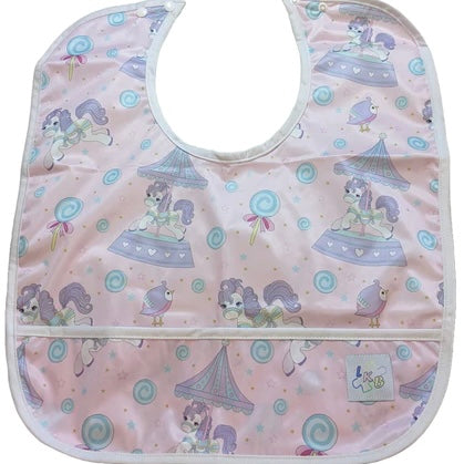 Carousel Ponies Water Proof Bib with Pocket