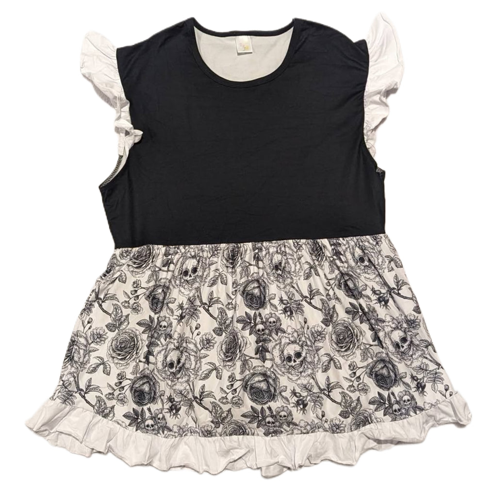 Goth Roses & Skulls Cotton Romper Dress