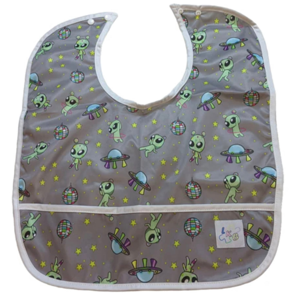 Disco Aliens Water Proof Bib with Pocket
