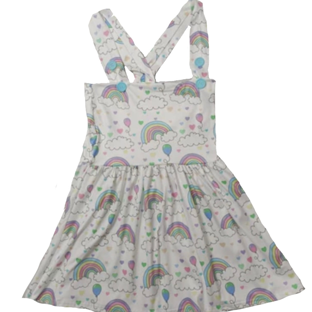 Pastel Dreamland Rainbows Suspender Skirt Dress