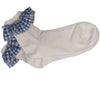 Blue & Ivory Fabric Ruffle Socks