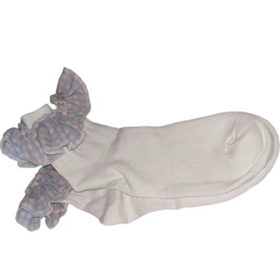 Pink & Light Blue Ruffle Socks