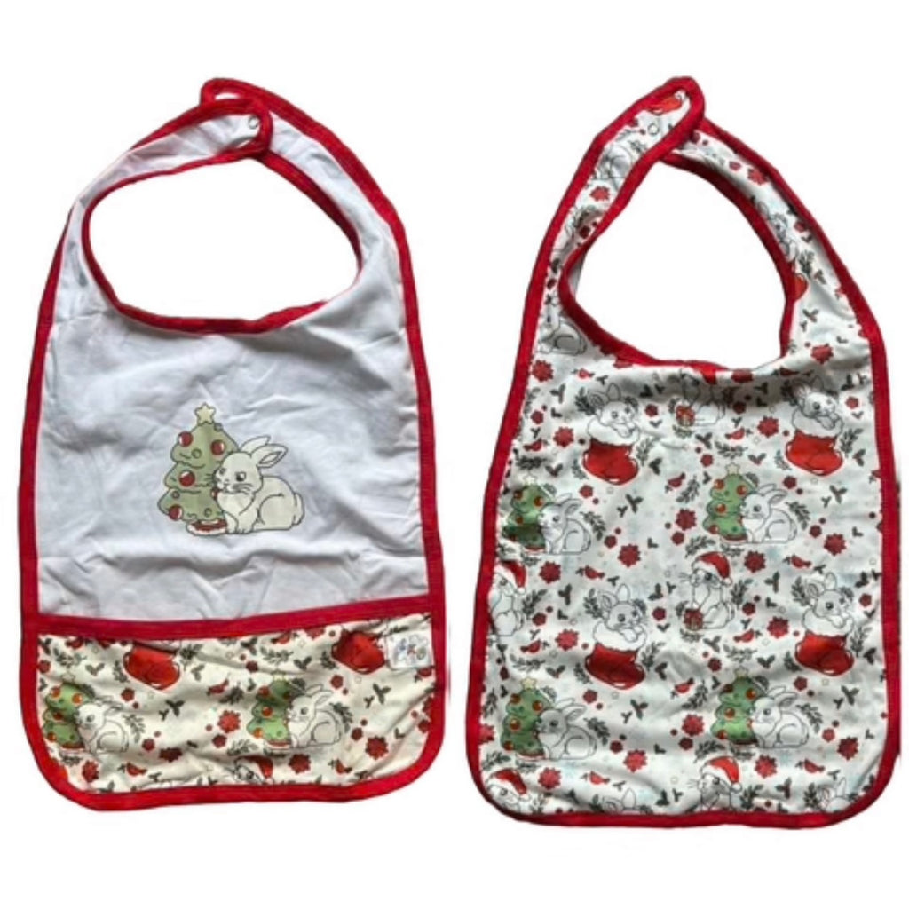 Holiday Bunny Double Sided Adult Bib