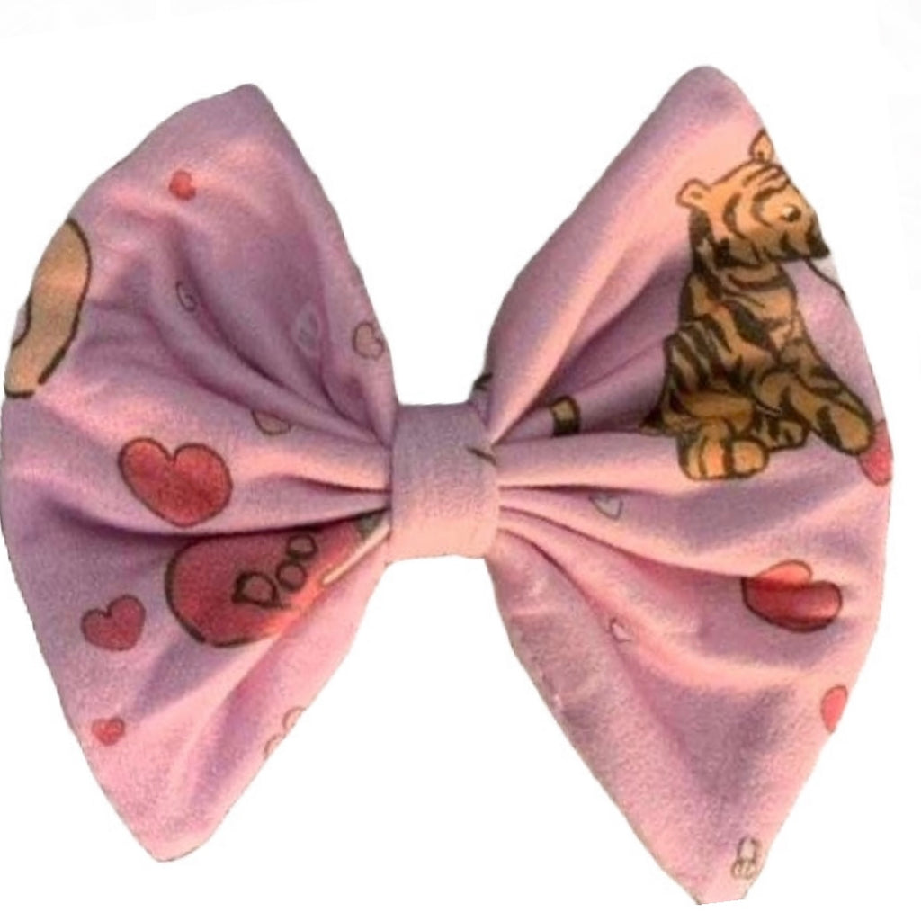 Love Little Bear Pink Fabric Hair Bow