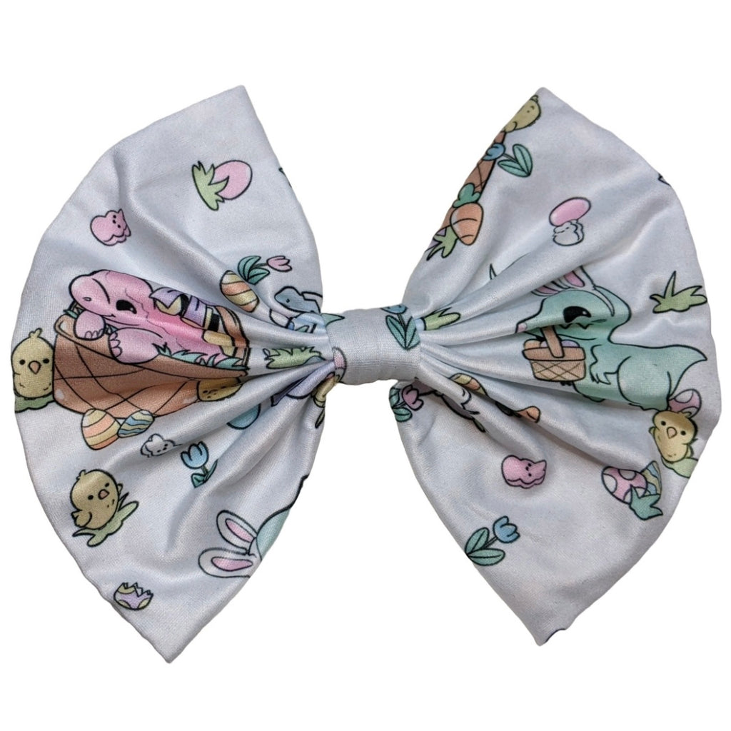 Large Easter Dinosaur Fabric Hair Bow