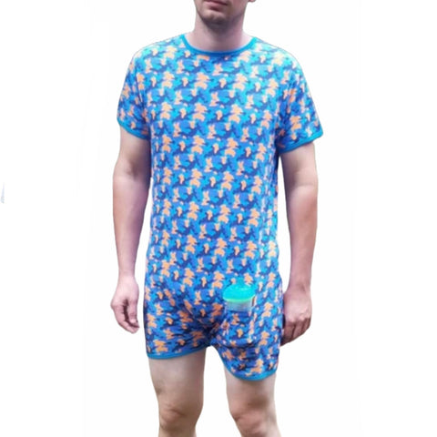 Squishyabdl Blue and Orange Camouflage Cotton Romper second image