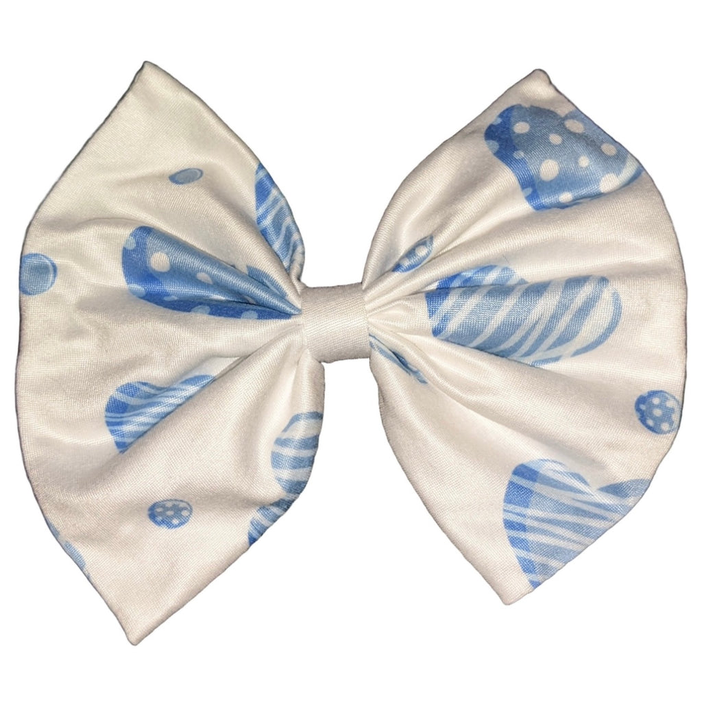 Lil Heart Breaker Blue Fabric Hair Bow