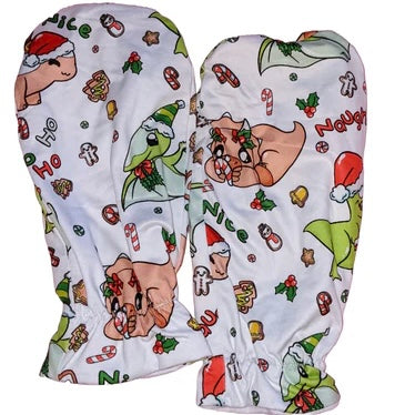 Holiday Dinosaur Adult Mittens