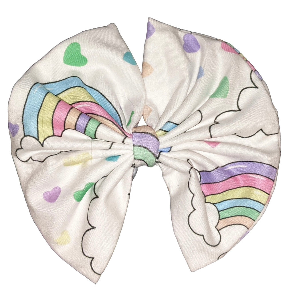 Pastel Dreamland Rainbows Fabric Hair Bow