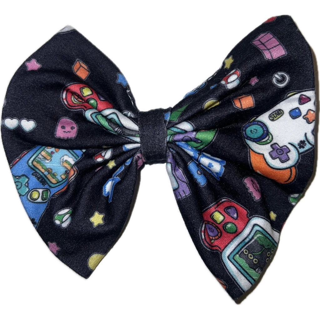 Game Over Fabric Hair Bow
