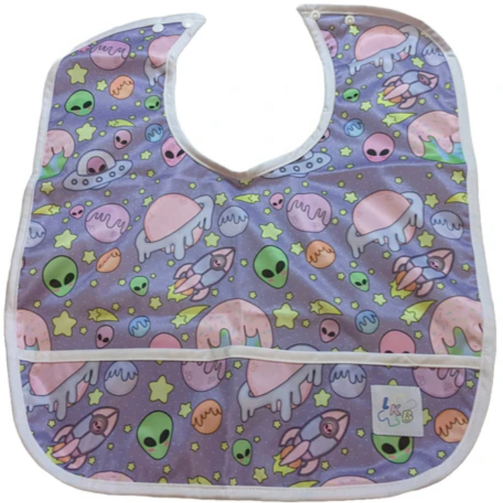 Pastel Aliens Water Proof Bib with Pocket
