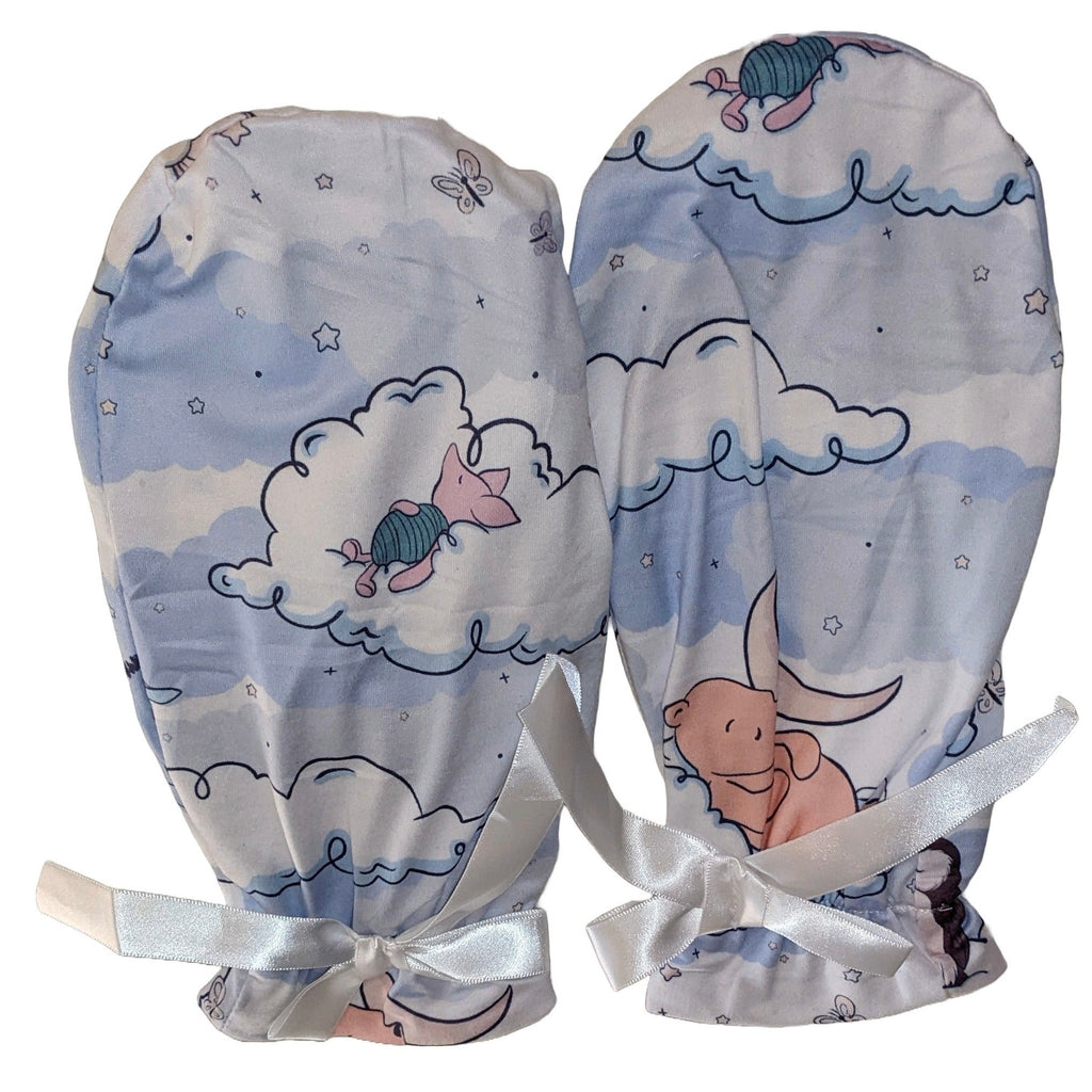 Blue Good Night Bear Adult Mittens