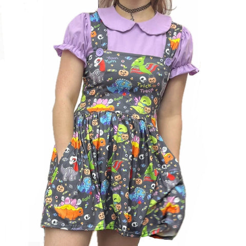 Trick or Treat Dino Halloween Suspender Skirt Dress second image