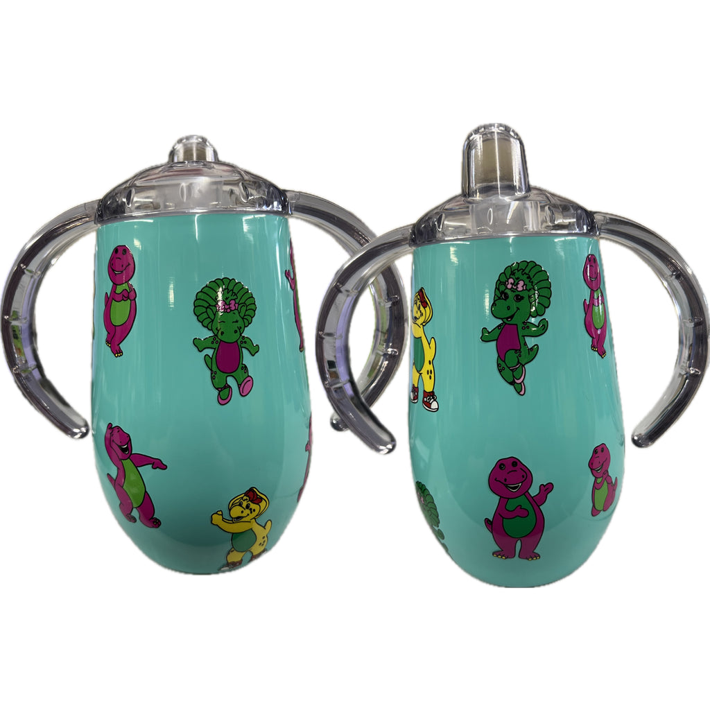 Purple Dinosaur & Friends 12oz Stainless Steel Sippy Cup