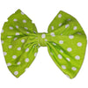 White & Green Dots Fabric Hair Bow