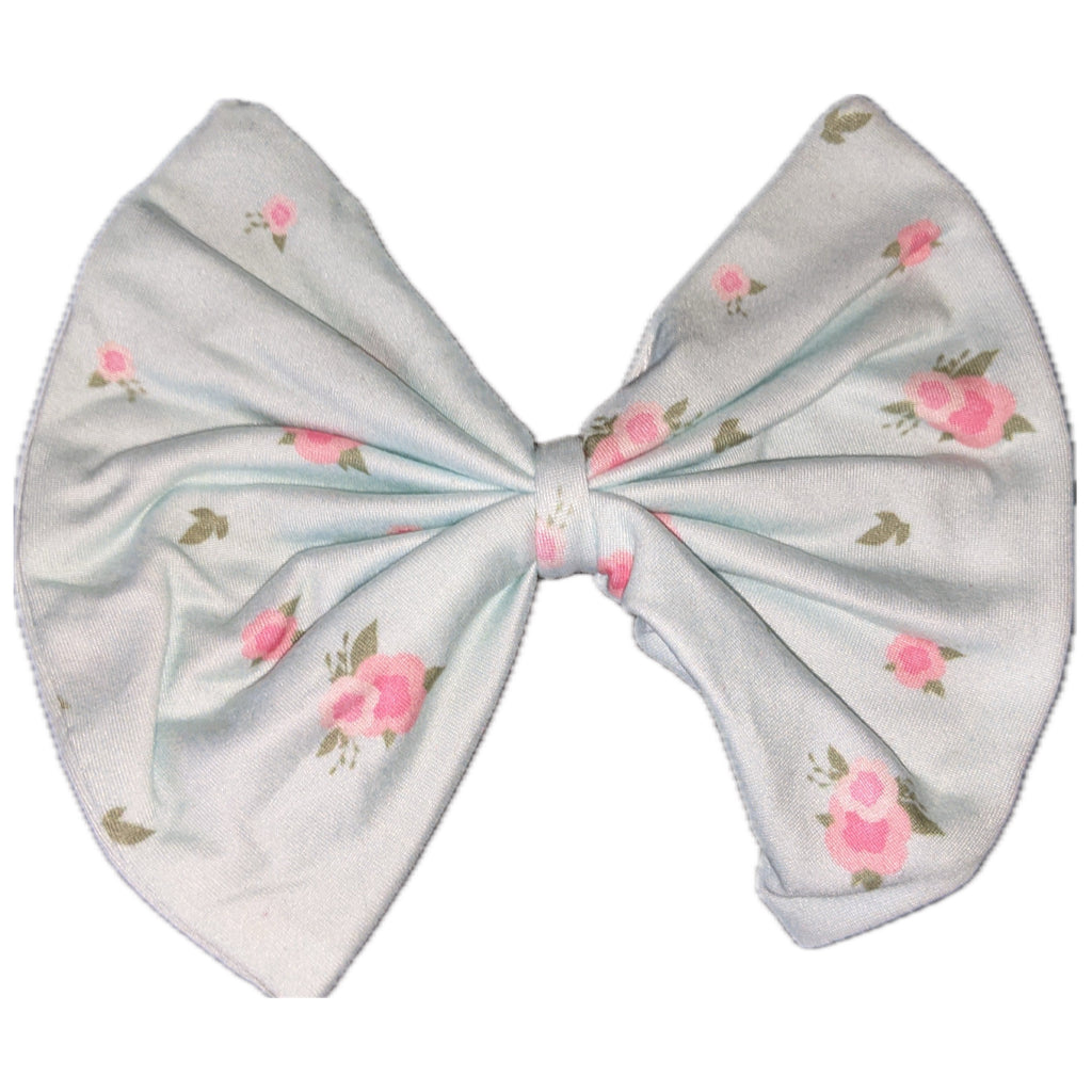 Blue Little Flowers Fabric Hair Bow