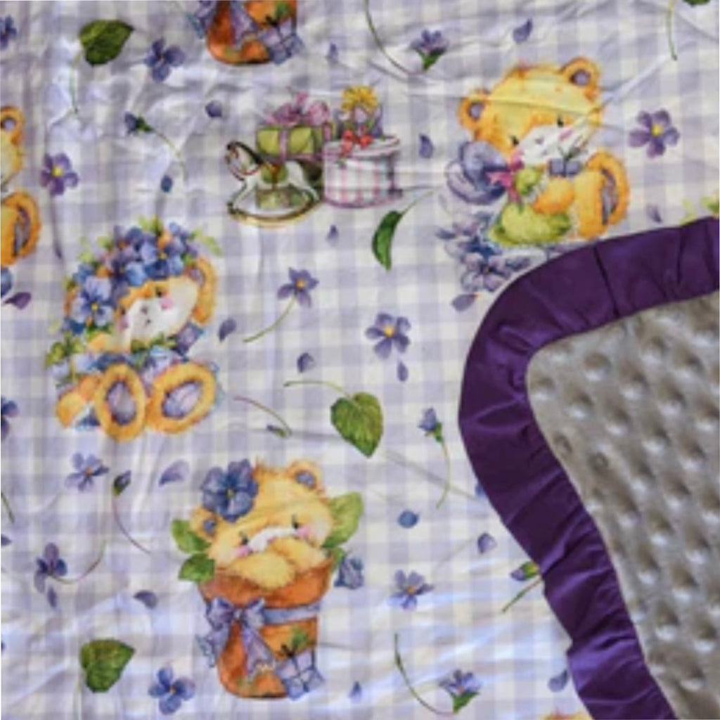 Lilac Spring Bears Snuggle Blanket Medium