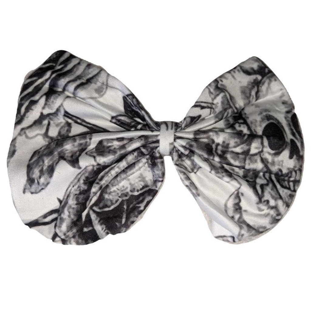 Goth Roses & Skulls Fabric Hair Bow