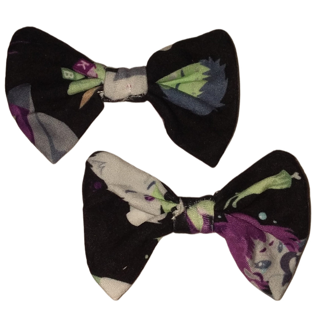 Black Tiny Terrors Fabric Hair Bow 2pc Set