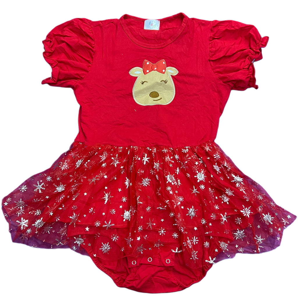 V2 Holiday Reindeer TuTu Romper Dress