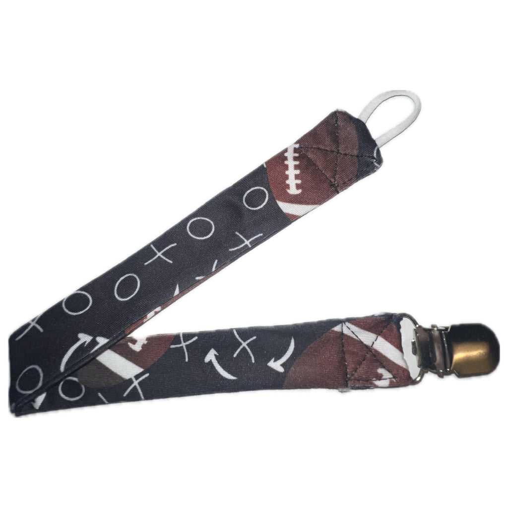 Football Fabric Pacifier Clip