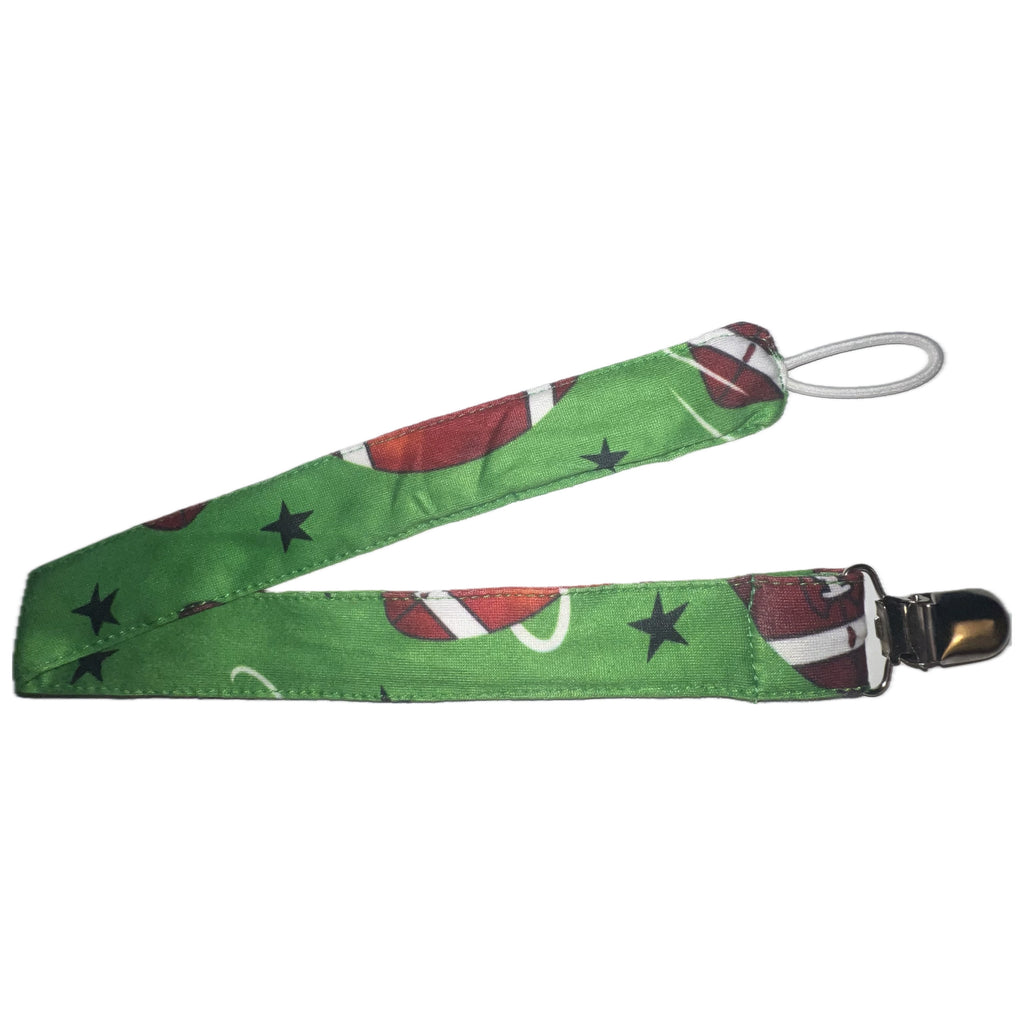 Football Fabric Pacifier Clip