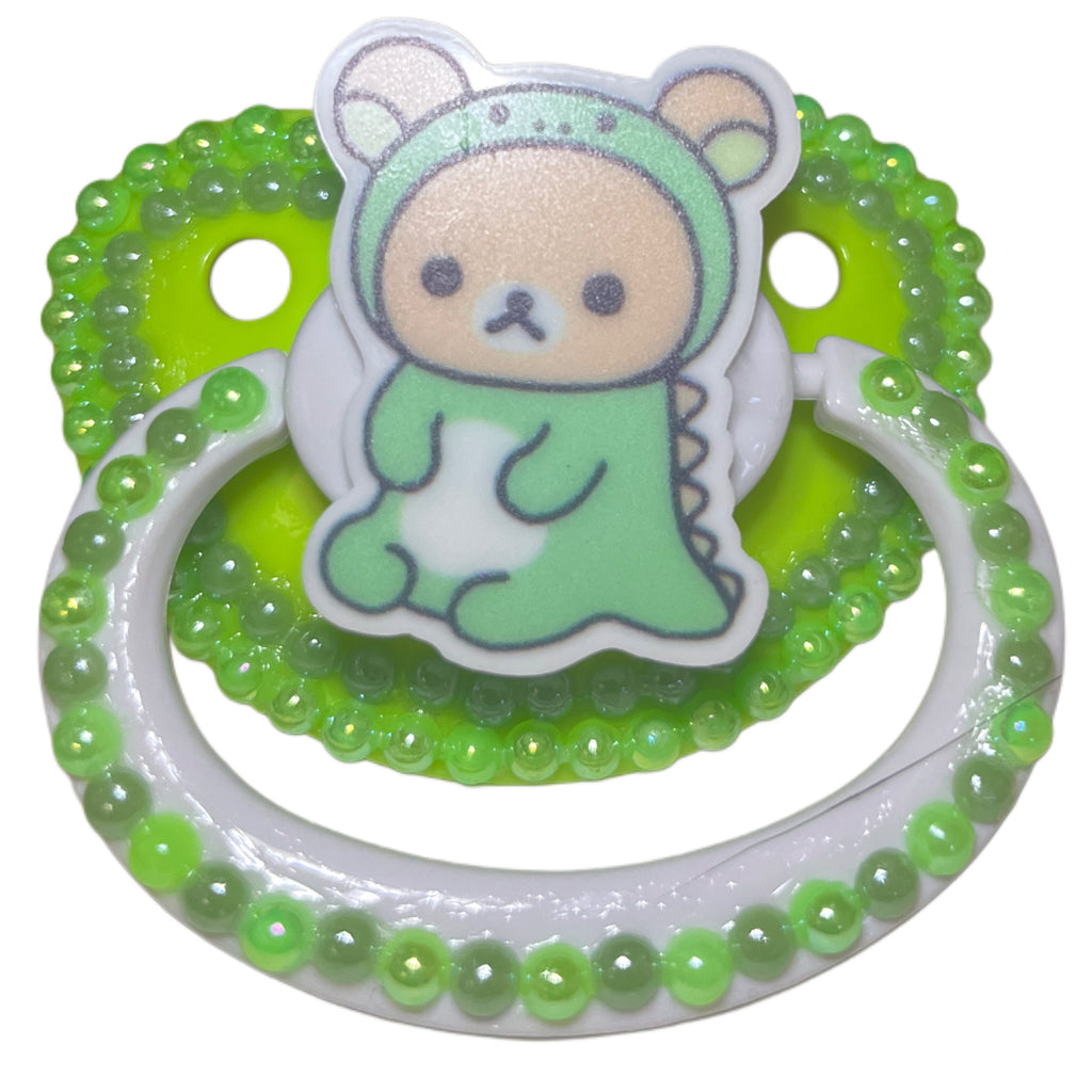 Dinosaur Bear Hand Crafted Deluxe Pacifier
