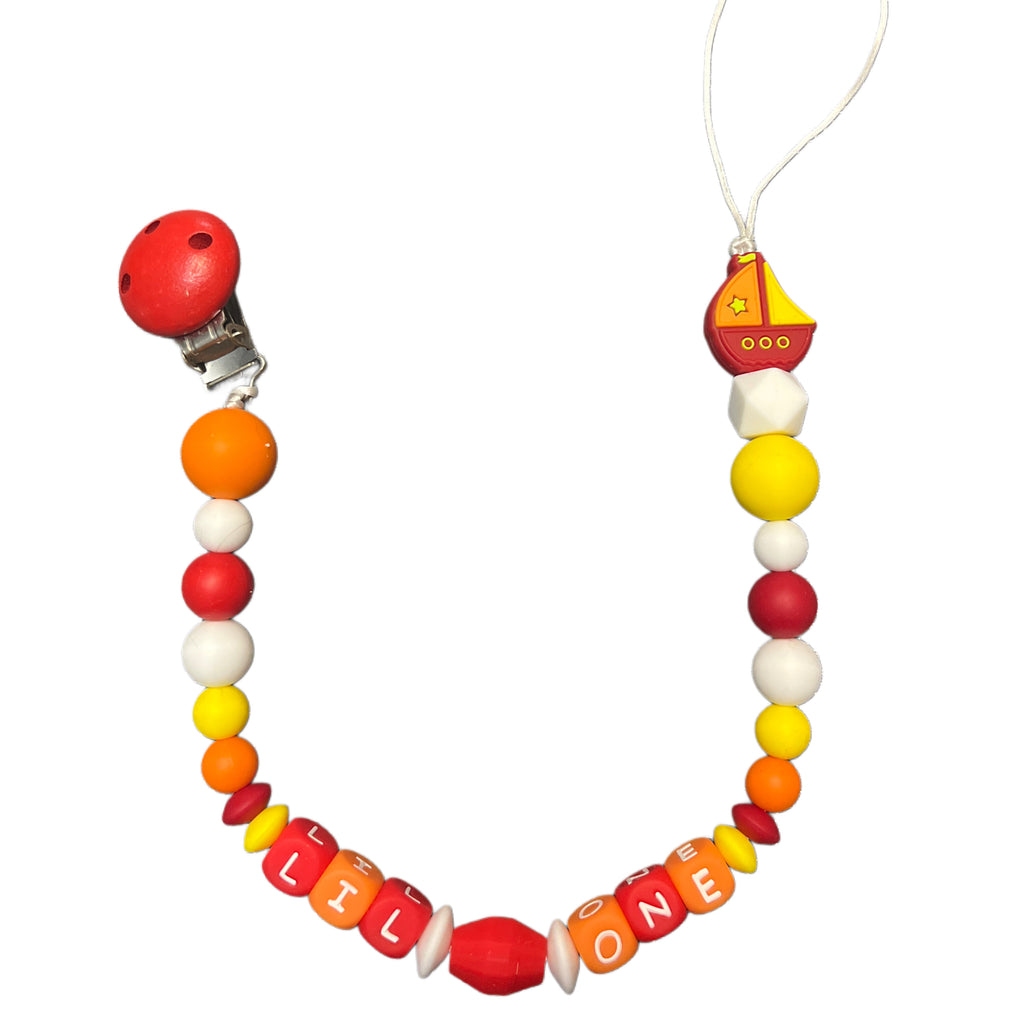 Lil One Sailboat Silicone Teether Pacifier Clip