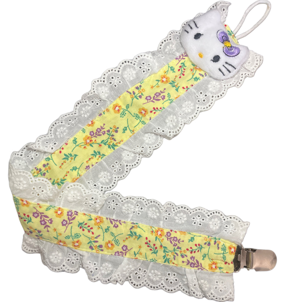Kitty Ruffle Deluxe Pacifier Clip
