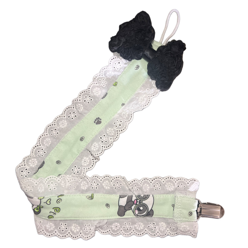 Silly Panda Plush Ruffle Deluxe Pacifier Clip