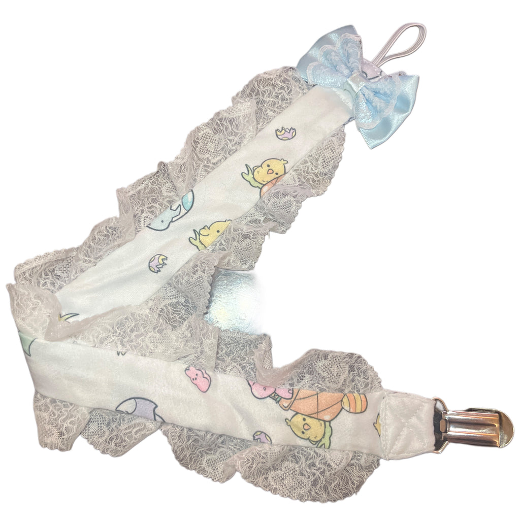 Easter Dinosaur Plush Ruffle Deluxe Pacifier Clip