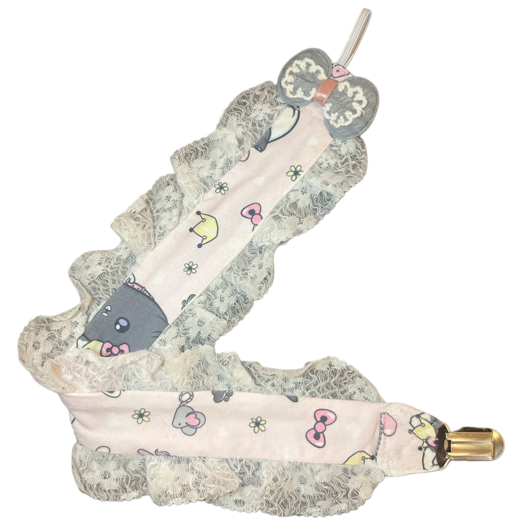 Princess Kitty Plush Ruffle Deluxe Pacifier Clip