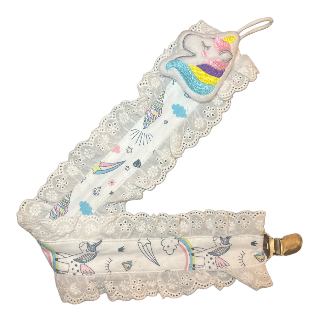 Magical Unicorns Plush Ruffle Deluxe Pacifier Clip