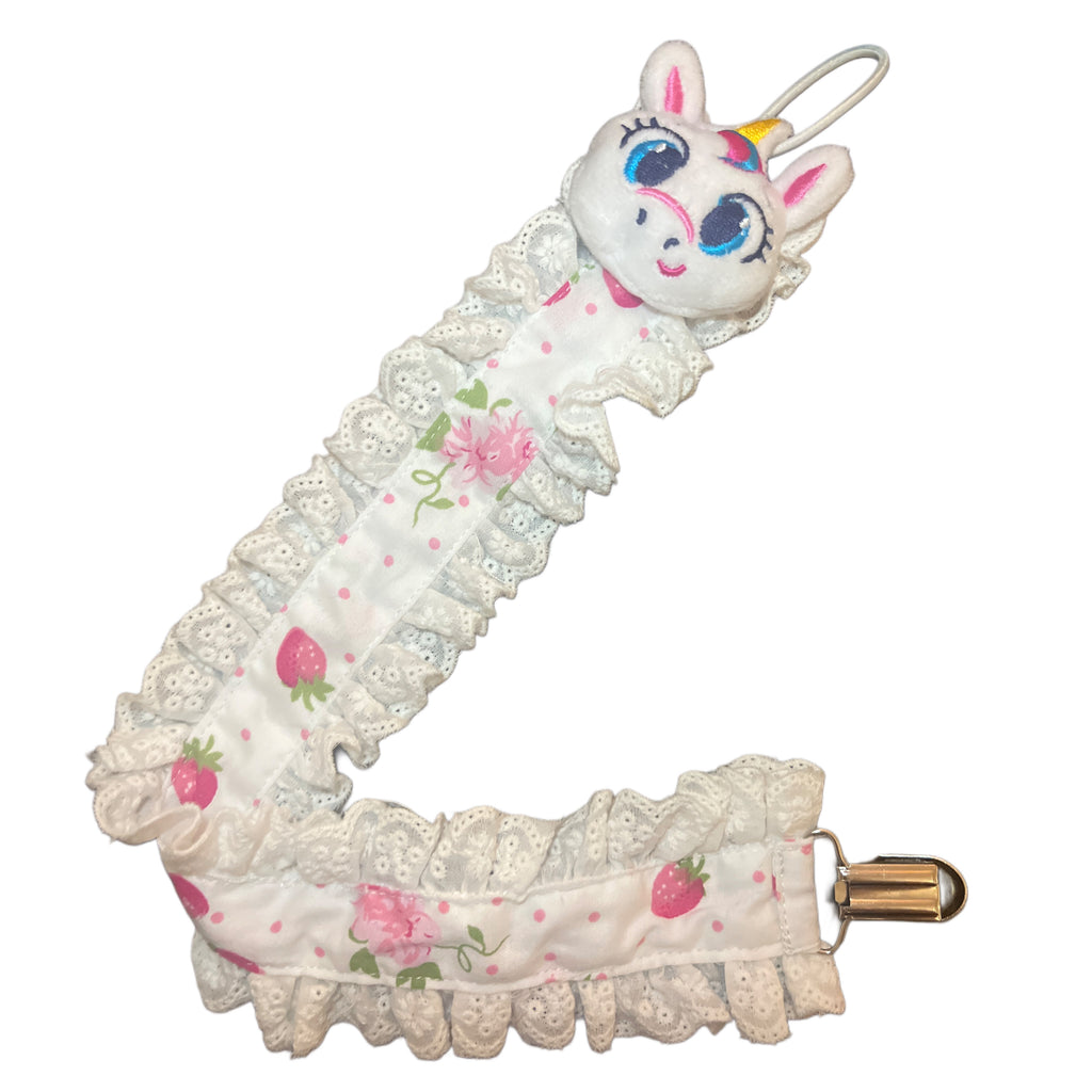 Unicorn Plush Ruffle Deluxe Pacifier Clip