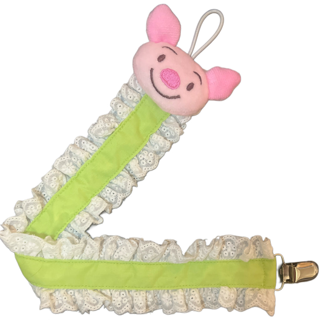 Piggy Plush Ruffle Deluxe Pacifier Clip