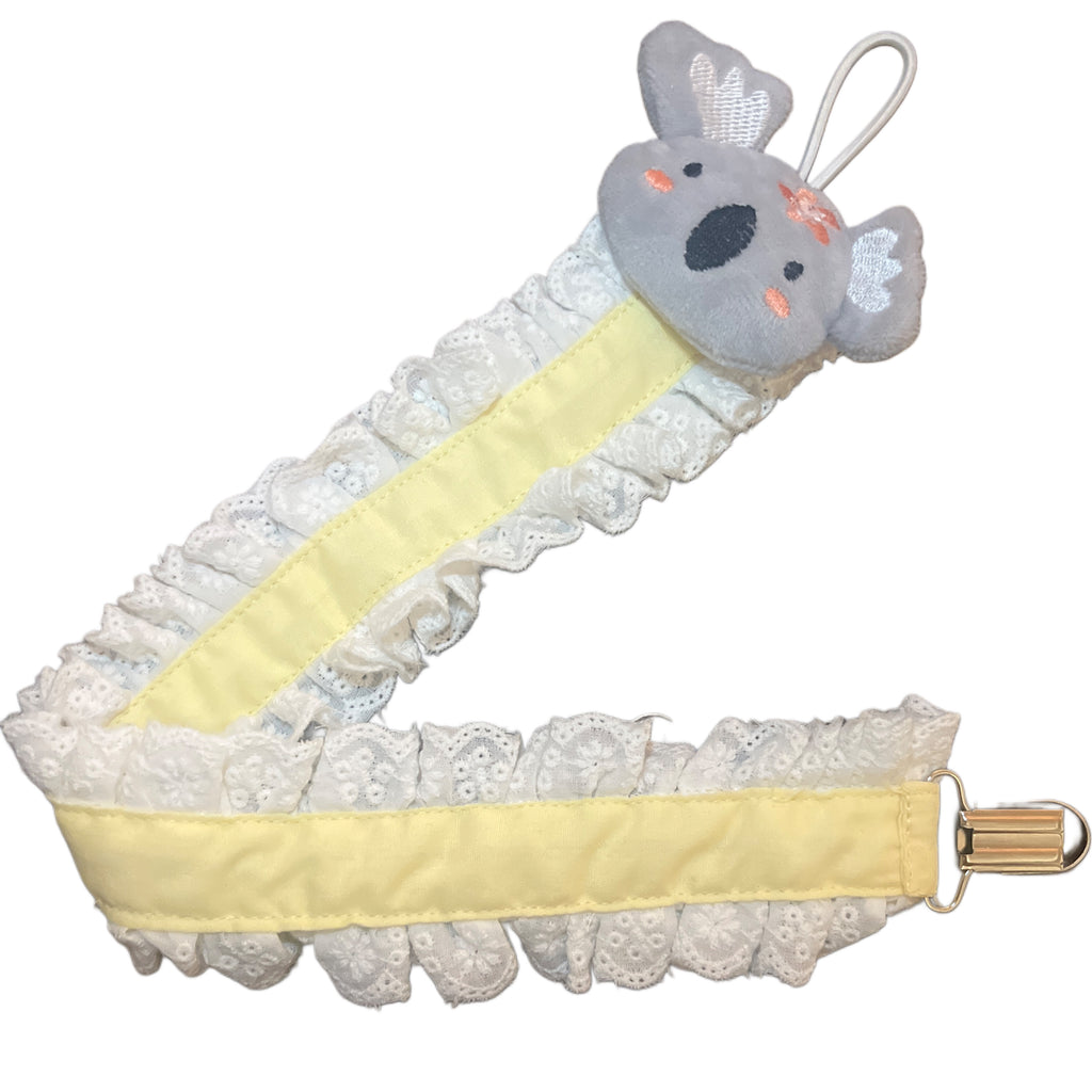 Koala Bear Plush Ruffle Deluxe Pacifier Clip