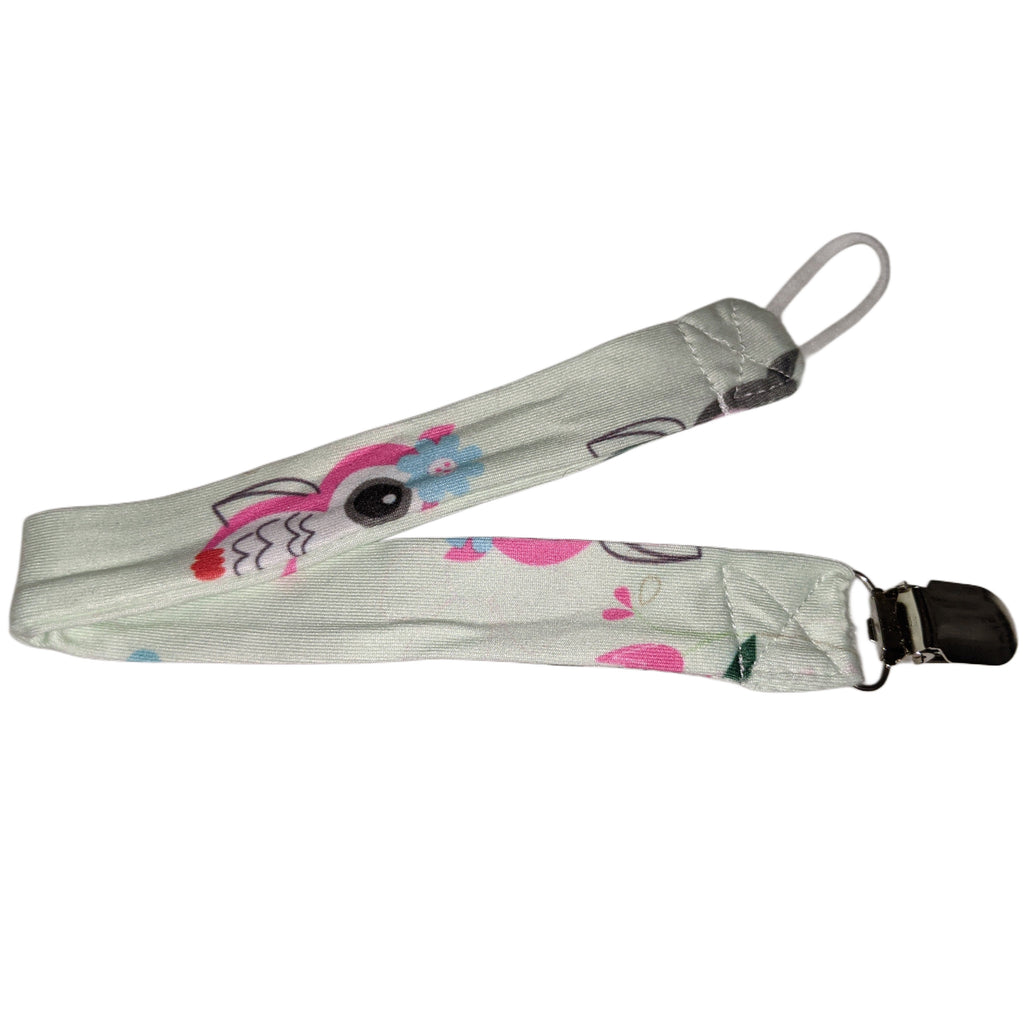Pastel Owls Fabric Pacifier Clip
