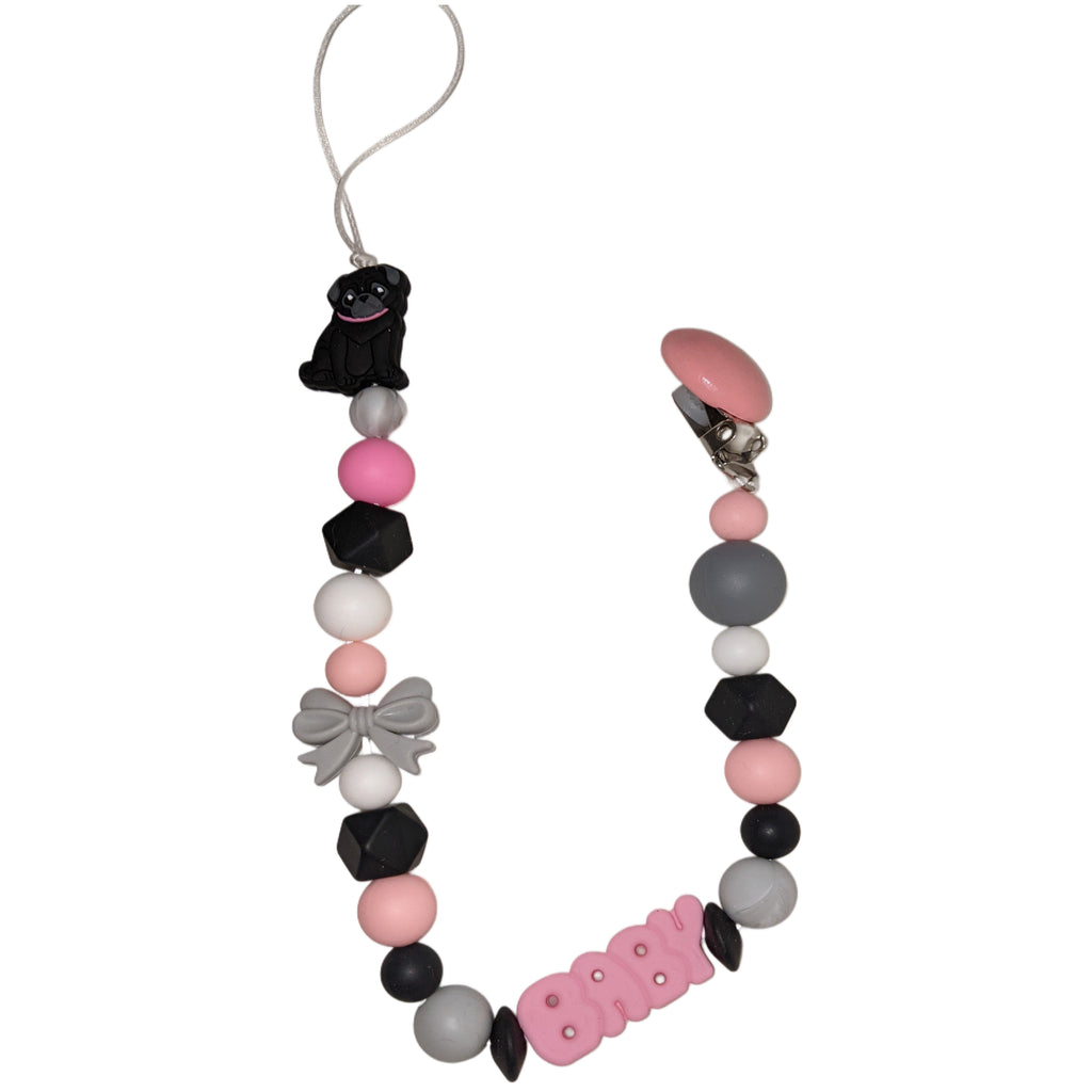 Baby Dog Silicone Teether Pacifier Clip
