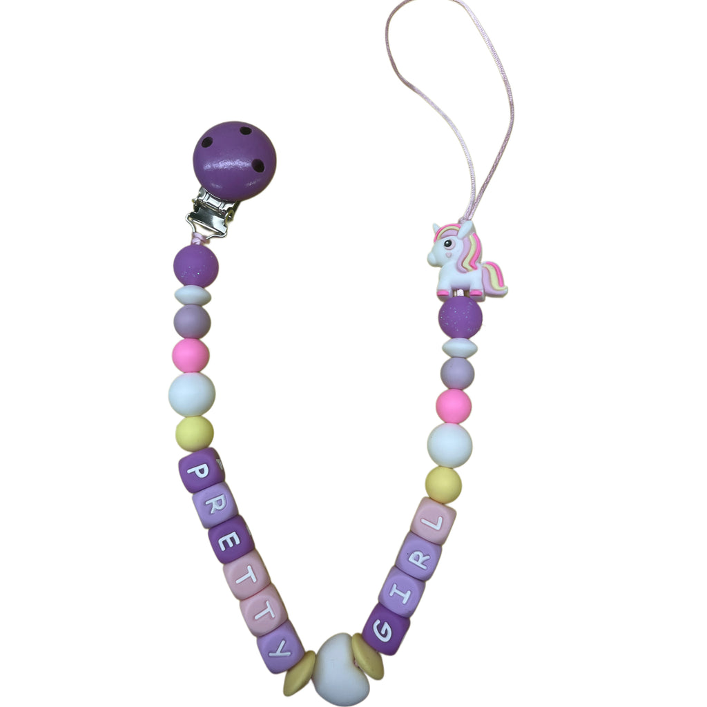 Pretty Girl Unicorn Silicone Teether Pacifier Clip